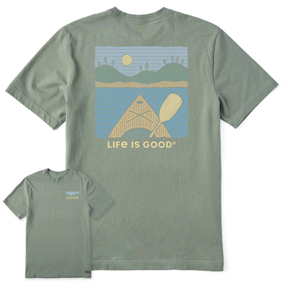 Men's Life Is Good Woodblock Kayak Crusher Lite Tee