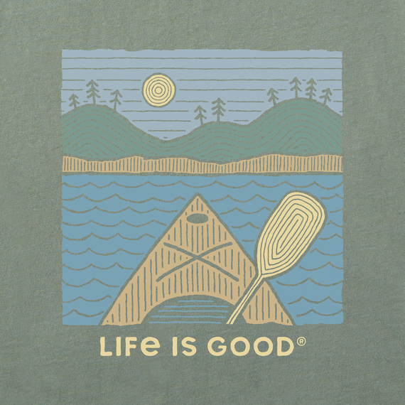 Men's Life Is Good Woodblock Kayak Crusher Lite Tee