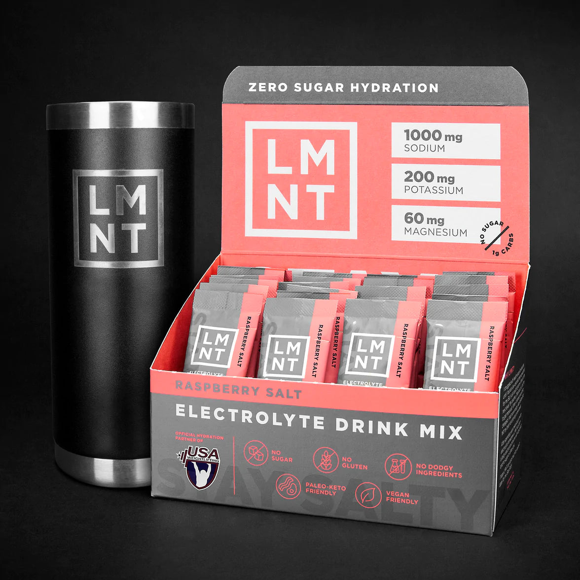 LMNT Recharge Raspberry Salt Electrolyte Drink Mix